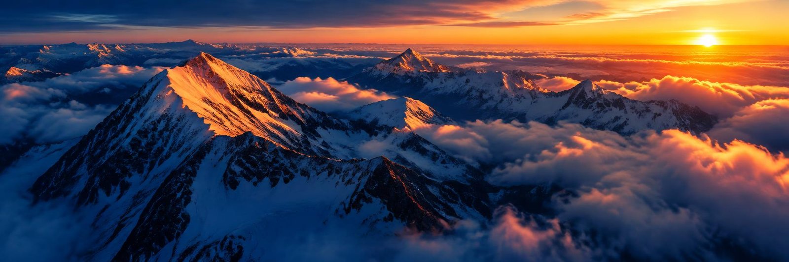 Montañas al atardecer vistas desde el aire
